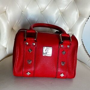 Authentic small red MCM Leather bag